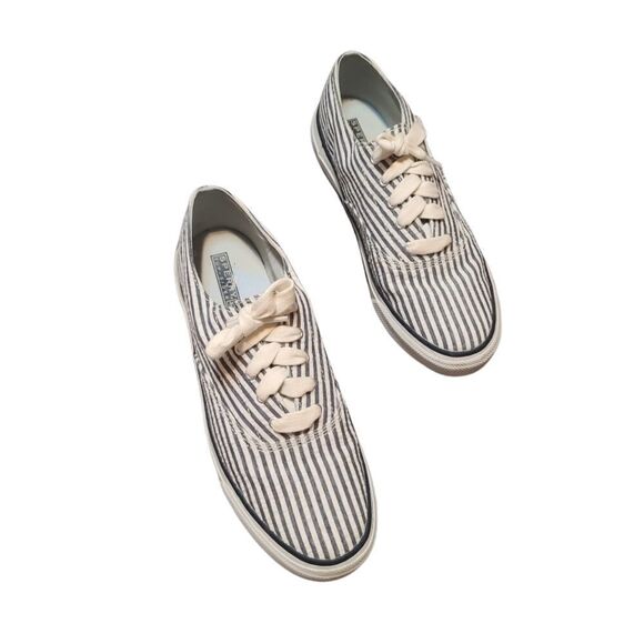 Sperry Pinstriped Topsider Sneaker Blue & White 9.5 - Picture 2 of 9